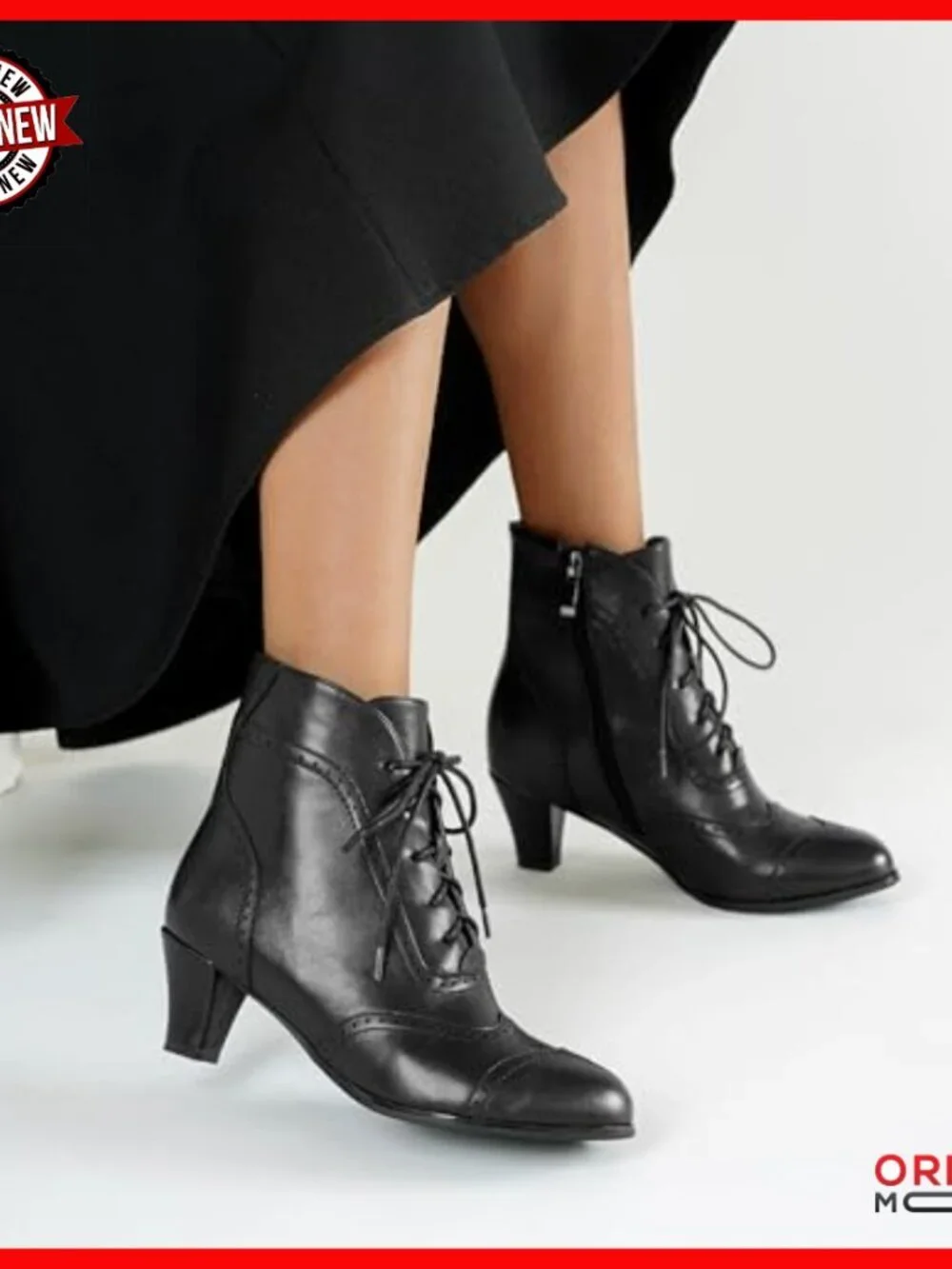 Women's Lace Up Ankle Boots Side Zipper Victorian Block Heel Booties